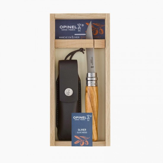 Opinel Nº8 Oliveira c/ bolsa em caixa de madeira