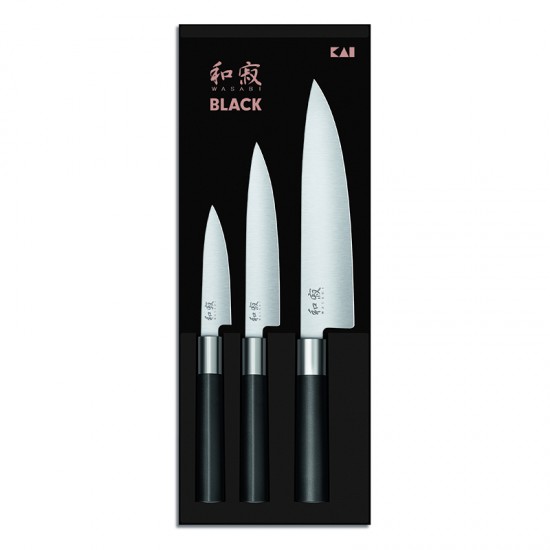 Conjunto KAI 3 Facas Wasabi Black Europeu