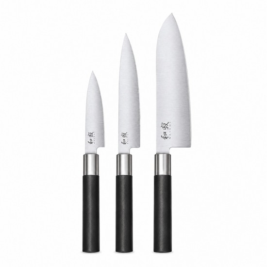 Conjunto KAI 3 Facas Wasabi Black Japonês
